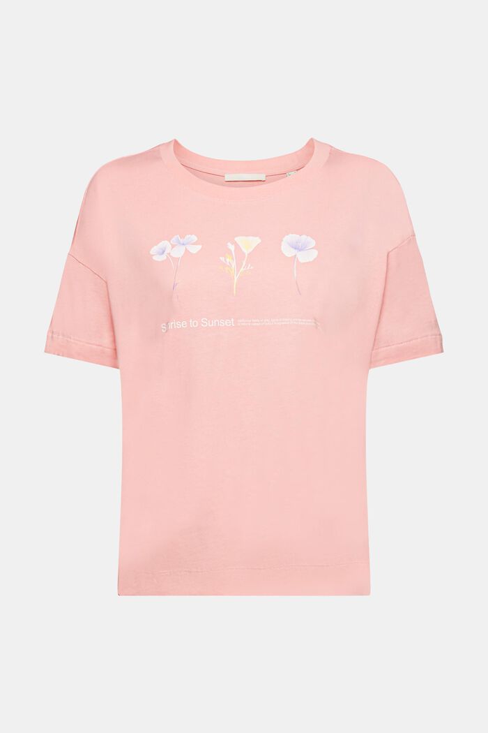 T-paita, jossa on kukkakuviointi rinnan kohdalla, PINK, detail image number 6