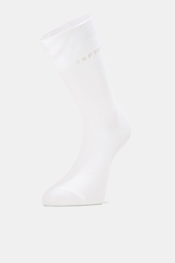 2 paria luomupuuvillasta valmistettuja sukkia, joissa neulottu logo, WHITE, detail image number 0