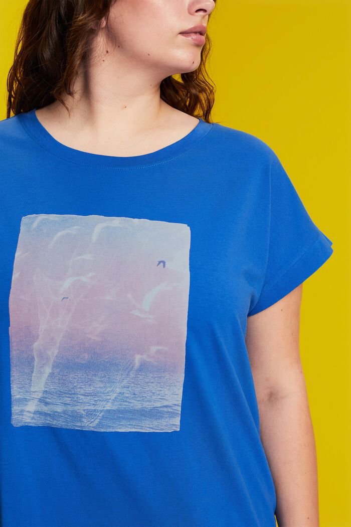 CURVY – T-paita, jossa painatus edessä, 100 % puuvillaa, BRIGHT BLUE, detail image number 2