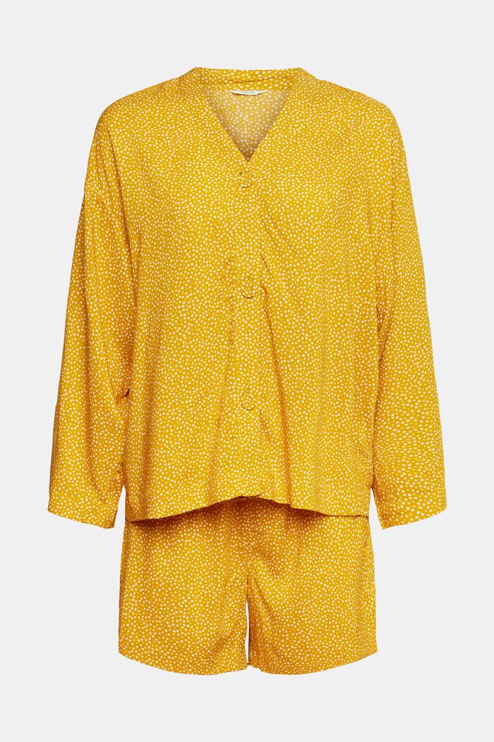 Pilkkukuvioitu pyjama, LENZING™ ECOVERO™, HONEY YELLOW, detail image number 2
