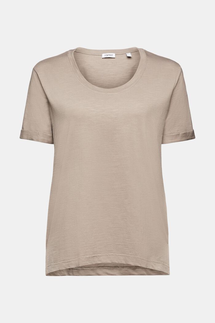 Pyöreäpäänteinen slub-T-paita, LIGHT TAUPE, detail image number 5