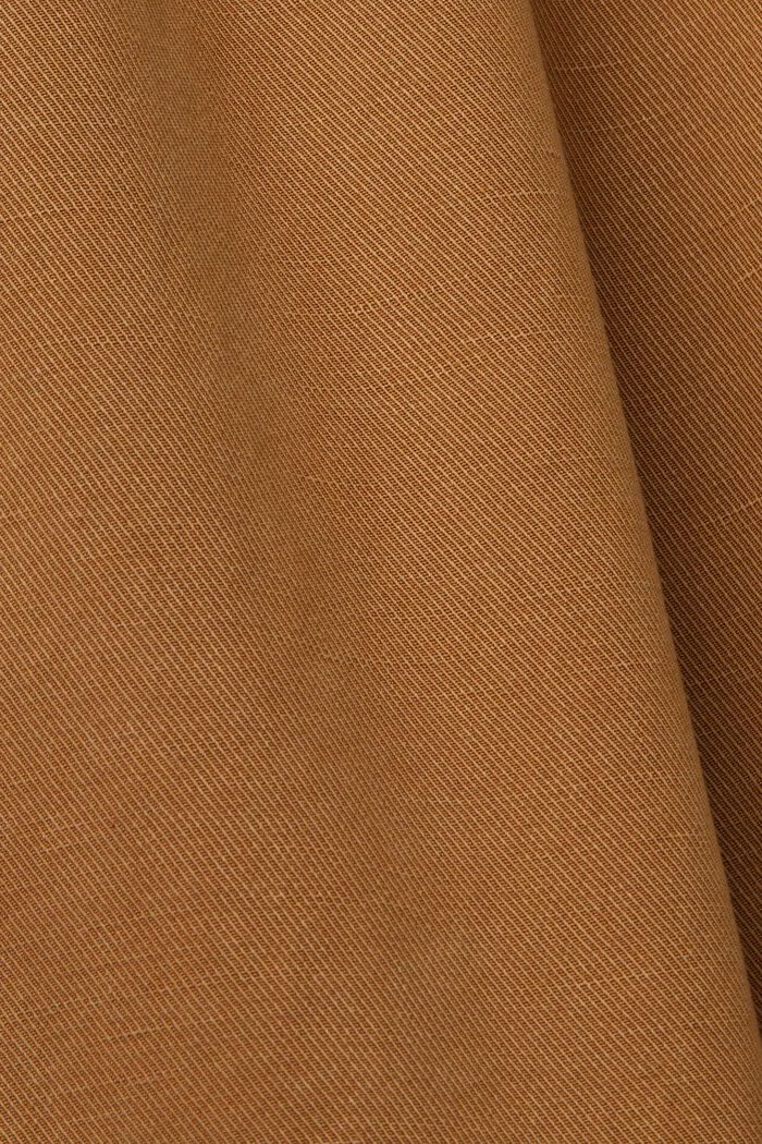 Korkeavyötäröiset, vajaapituiset, leveälahkeiset housut pellavasekoitetta, PALE KHAKI, detail image number 4
