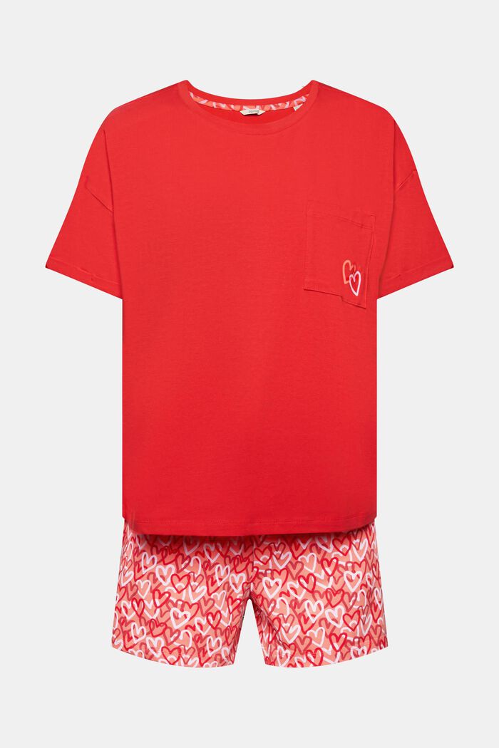Sydänpainettu pyjamasetti, RED, detail image number 5