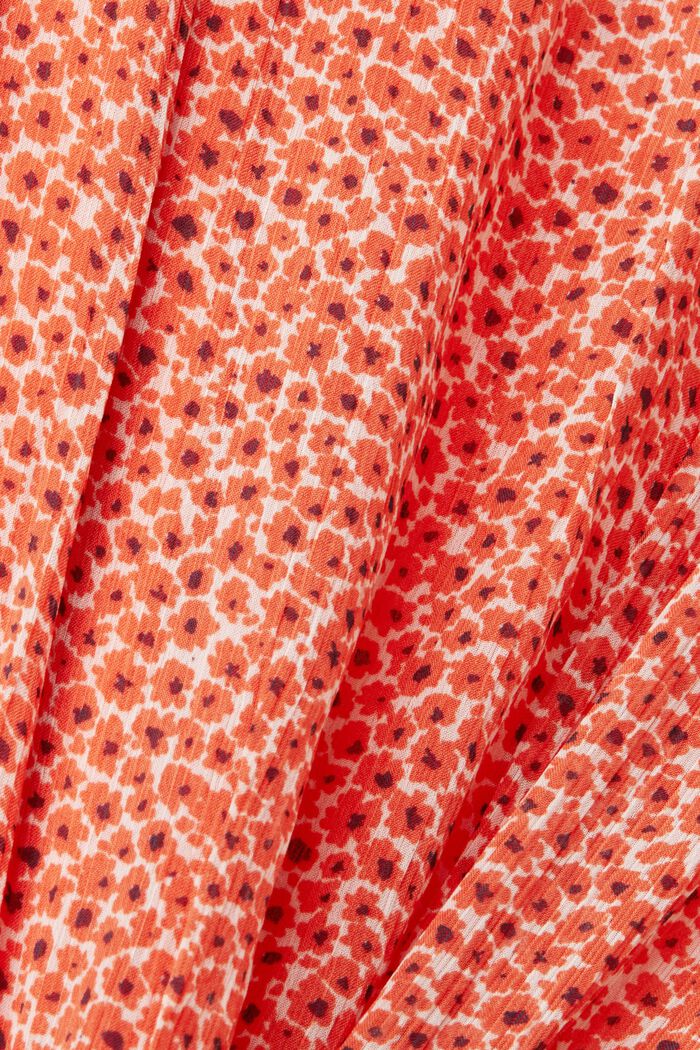 Kukkakuvioitu minimekko poimutetulla vyötäröllä, ORANGE RED, detail image number 4