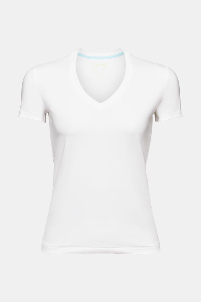 V-aukkoinen jersey-T-paita, WHITE, detail image number 5