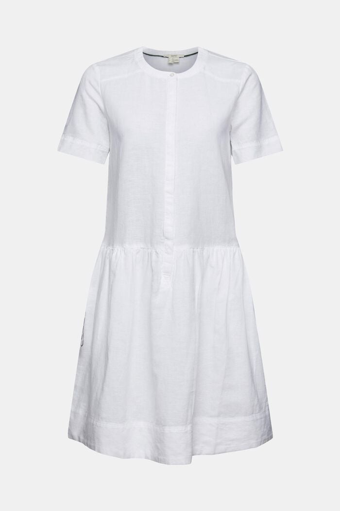 Pellavasekoitetta: nappilistallinen mekko, WHITE, detail image number 5