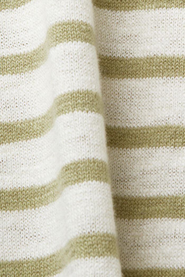 Raidallinen puuvilla-pellavasekoitteesta valmistettu pusero, jossa pyöreä pääntie, NEW ICE, detail image number 5