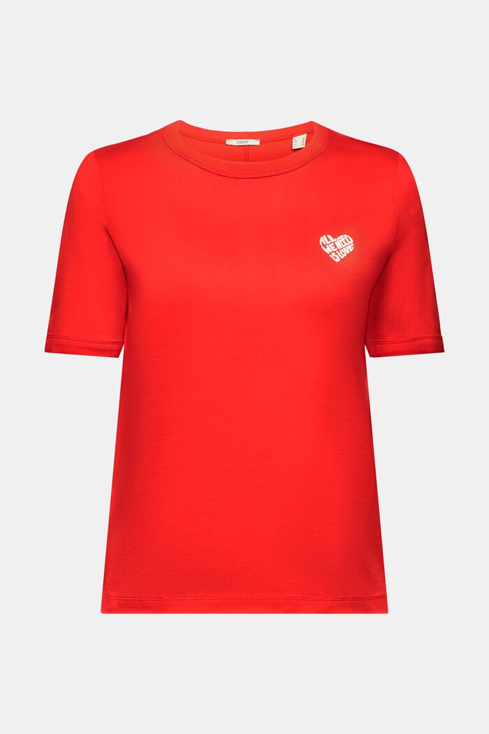 Puuvillainen T-paita, jossa sydämenmuotoinen logo, RED, detail image number 6