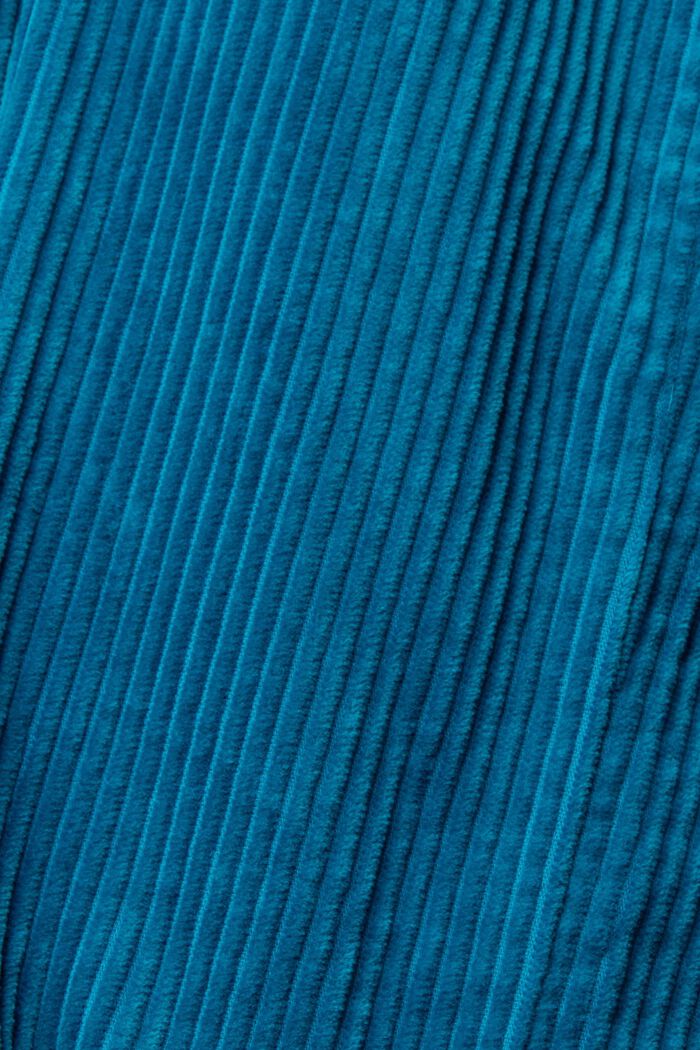 Leveälahkeiset, vajaapituiset vakosamettihousut, TEAL BLUE, detail image number 1