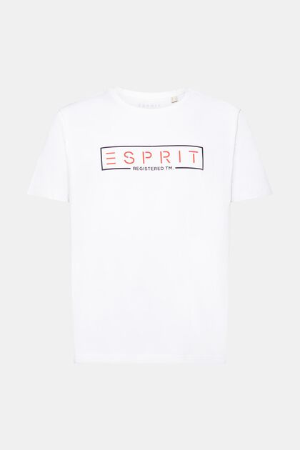 Logokuvioitu jersey-T-paita, 100 % puuvillaa, WHITE, overview
