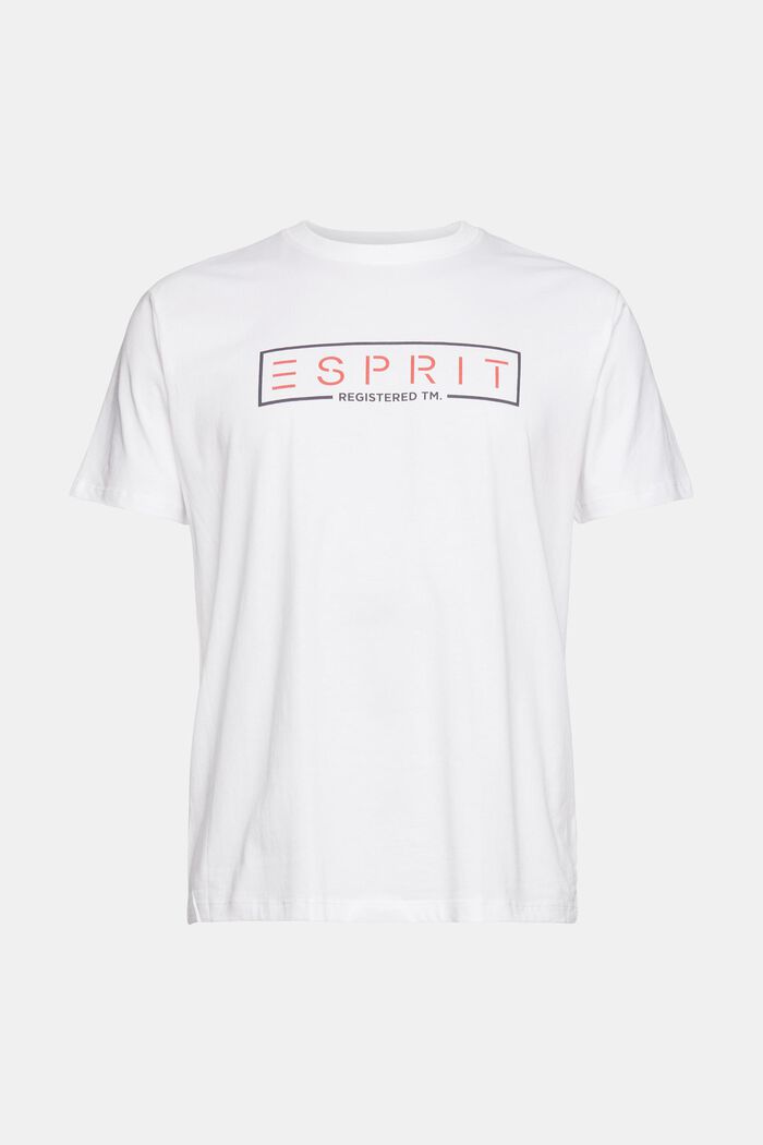 Logokuvioitu jersey-T-paita, 100 % puuvillaa, WHITE, overview