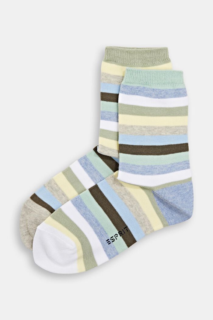 2 paria raidallisia sukkia, luomupuuvillasekoitetta, JADE, detail image number 0