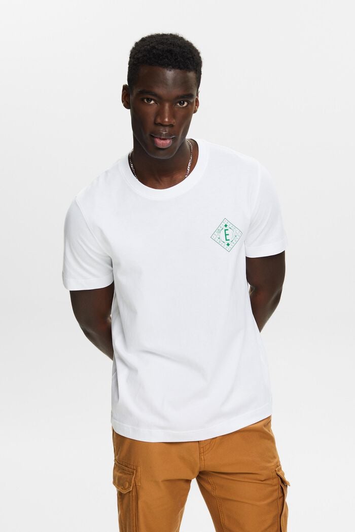 Logollinen t-paita puuvillajerseytä, WHITE, detail image number 0