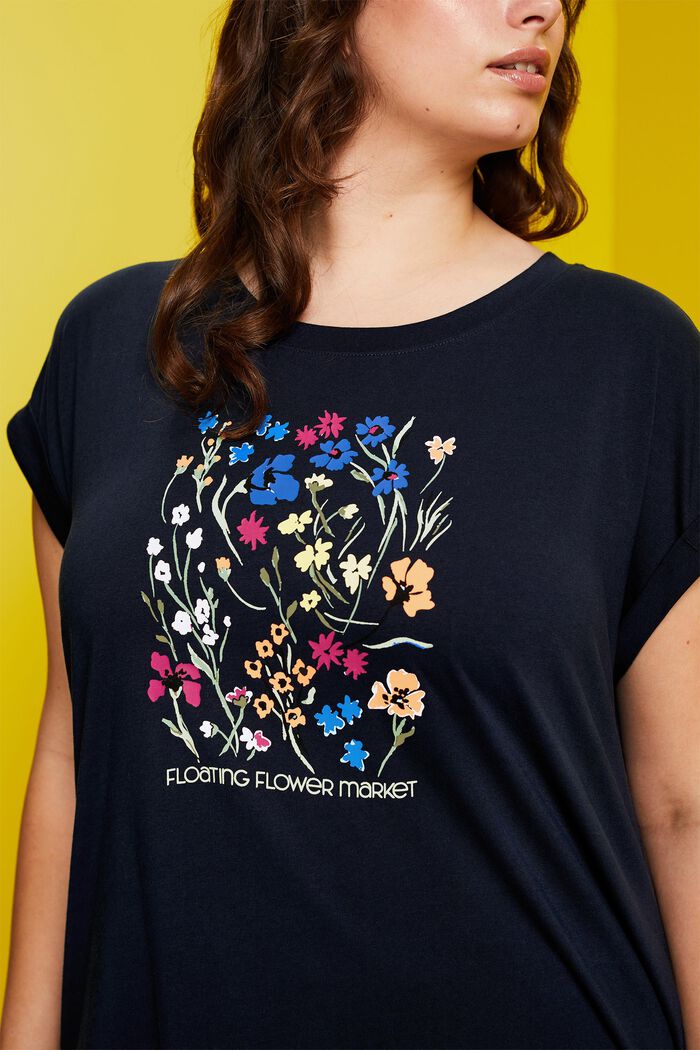 CURVY – T-paita, jossa painatus edessä, 100 % puuvillaa, NAVY, detail image number 2
