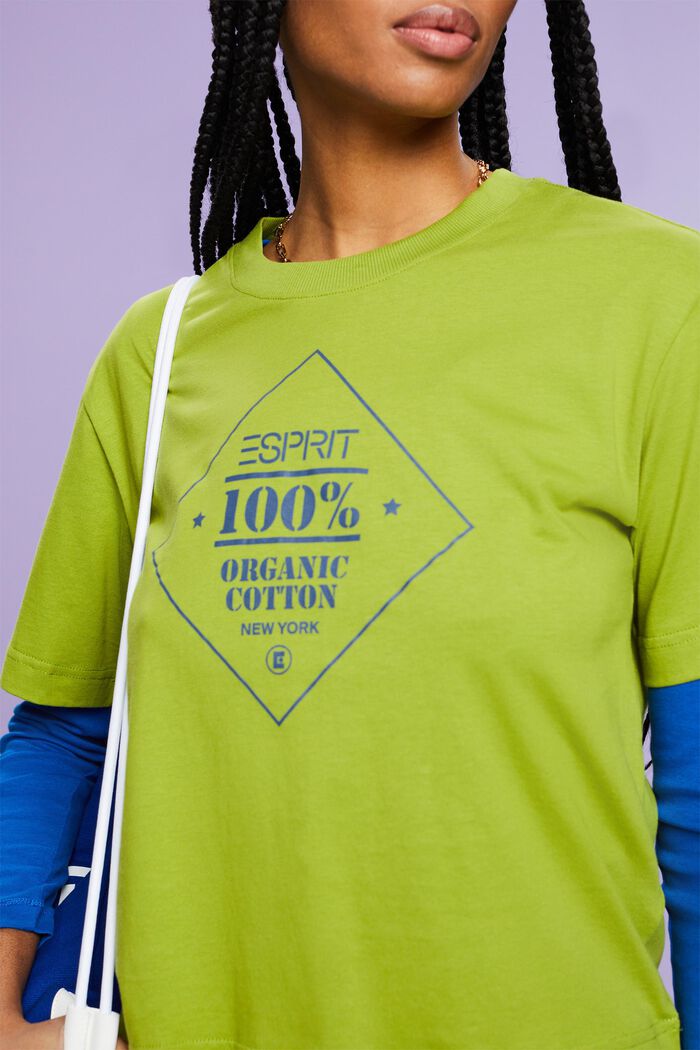 Painokuvioitu t-paita luomupuuvillaa, LEAF GREEN, detail image number 3