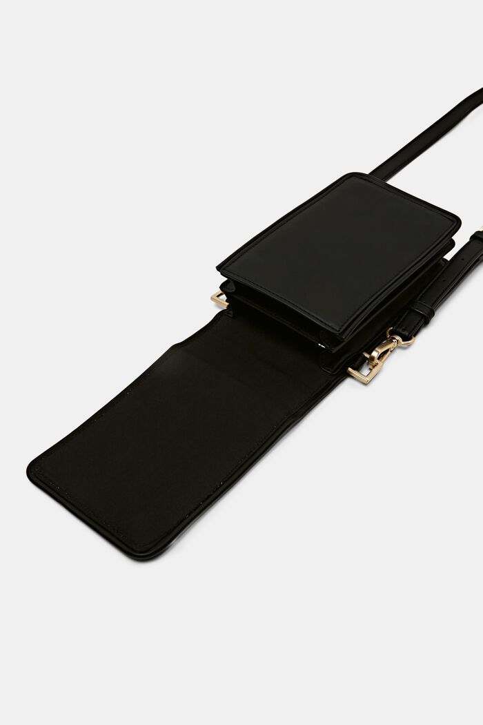Pieni tekonahkainen cross body -puhelinlaukku, BLACK, detail image number 3