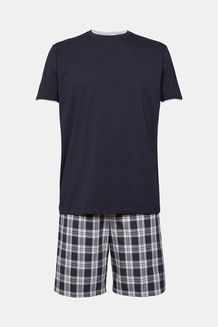 Pyjama, jossa ruudulliset shortsit, NAVY, detail image number 6