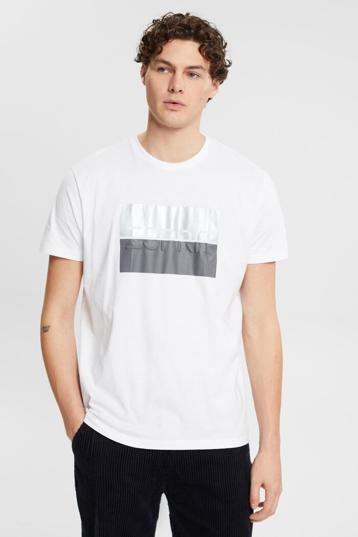 T-paita, jossa kohokuvioitu logo, WHITE, detail image number 0