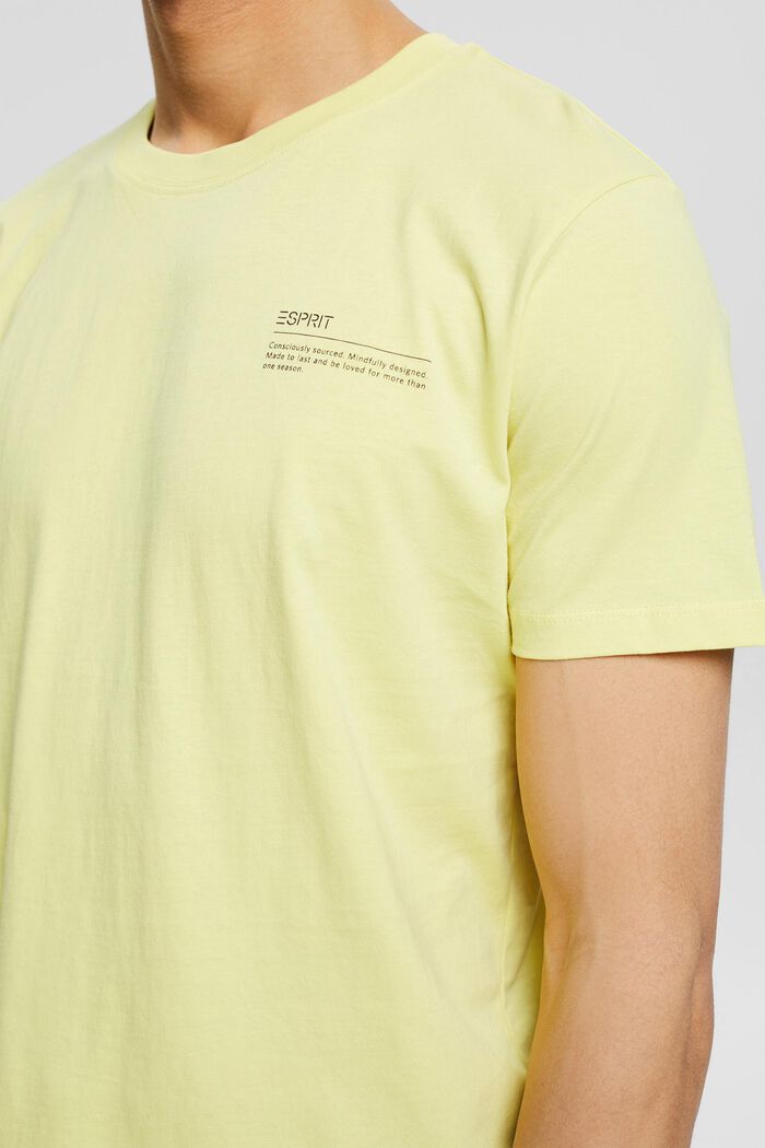 Printtikuvioitu jersey-t-paita, 100 % luomupuuvillaa, NEW YELLOW, detail image number 1
