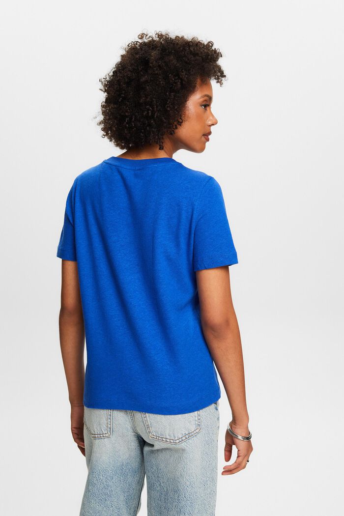 T-paita puuvilla-pellavasekoitetta, BRIGHT BLUE, detail image number 2