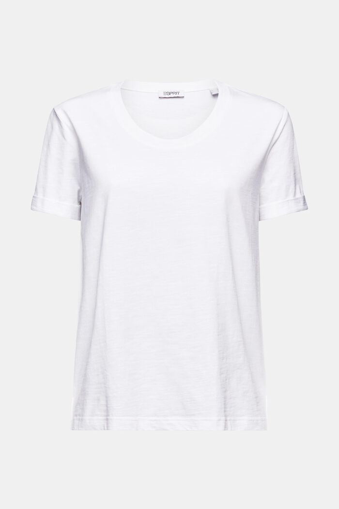 Pyöreäpäänteinen slub-T-paita, WHITE, detail image number 5