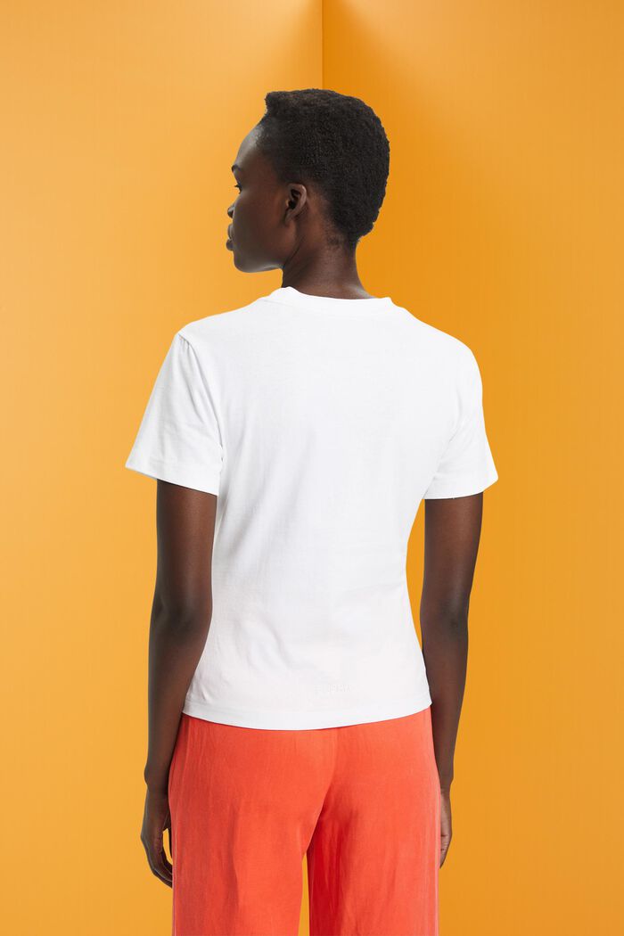 Puuvillainen T-paita, jossa kirjailtu sydänkuvio, WHITE, detail image number 3