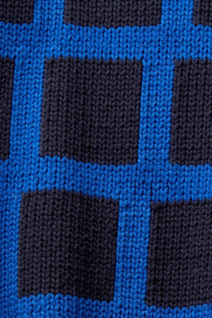 Logollinen ruutuneulepusero paksua neulosta, BRIGHT BLUE, detail image number 5