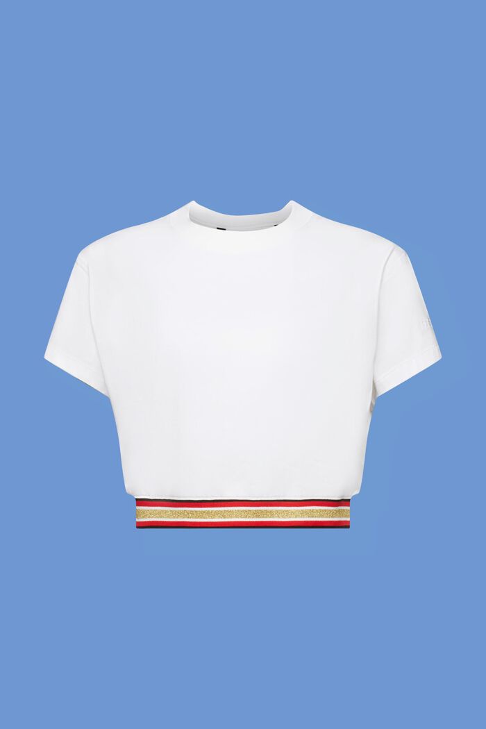 Vajaapituinen T-paita, jossa kimallenauha, WHITE, detail image number 5