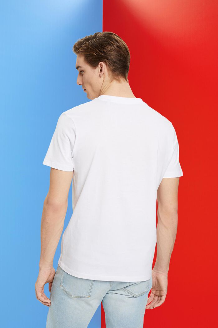 V-aukkoinen T-paita puuvillaa, slim fit -malli, WHITE, detail image number 3