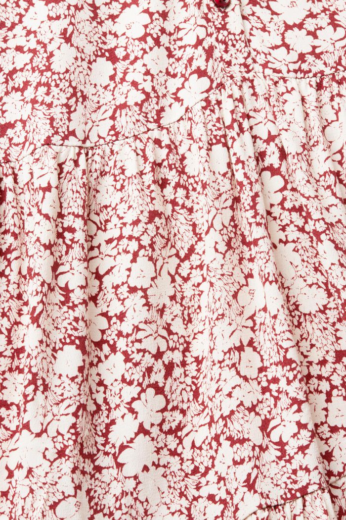 Painokuvioitu mekko, jossa röyhelöhelma, DARK RED, detail image number 5