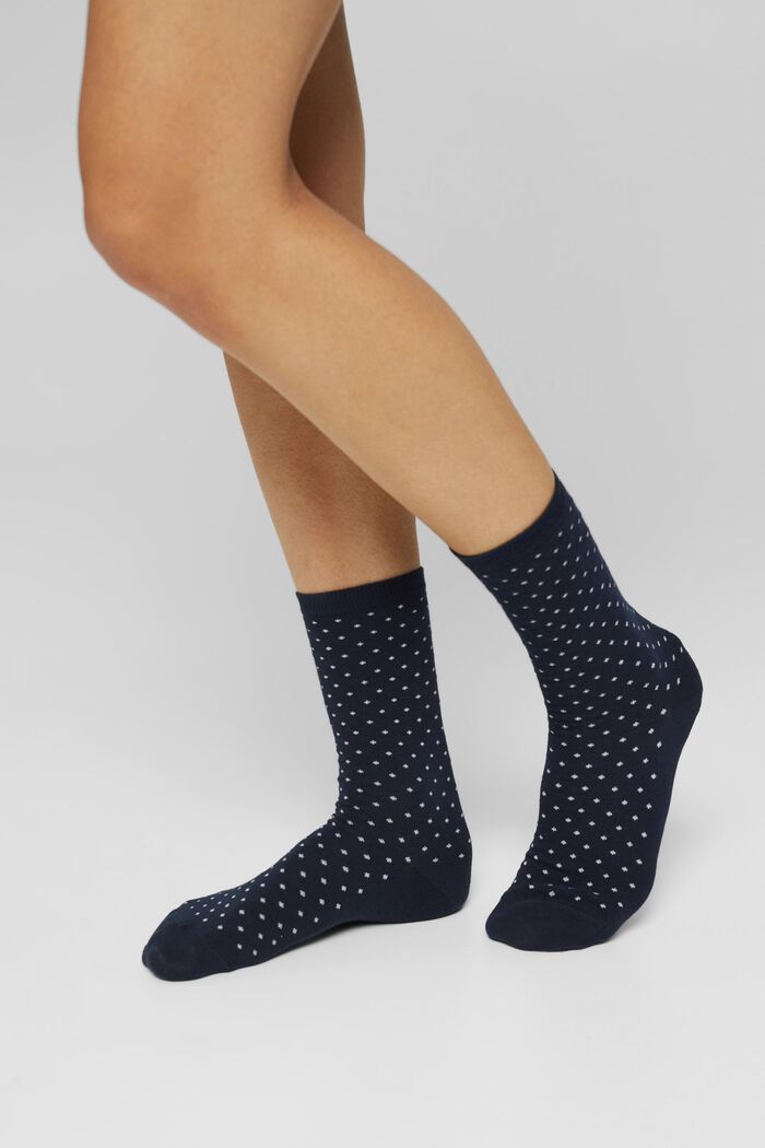 2 paria sukkia, luomupuuvillasekoitetta, MARINE, detail image number 2