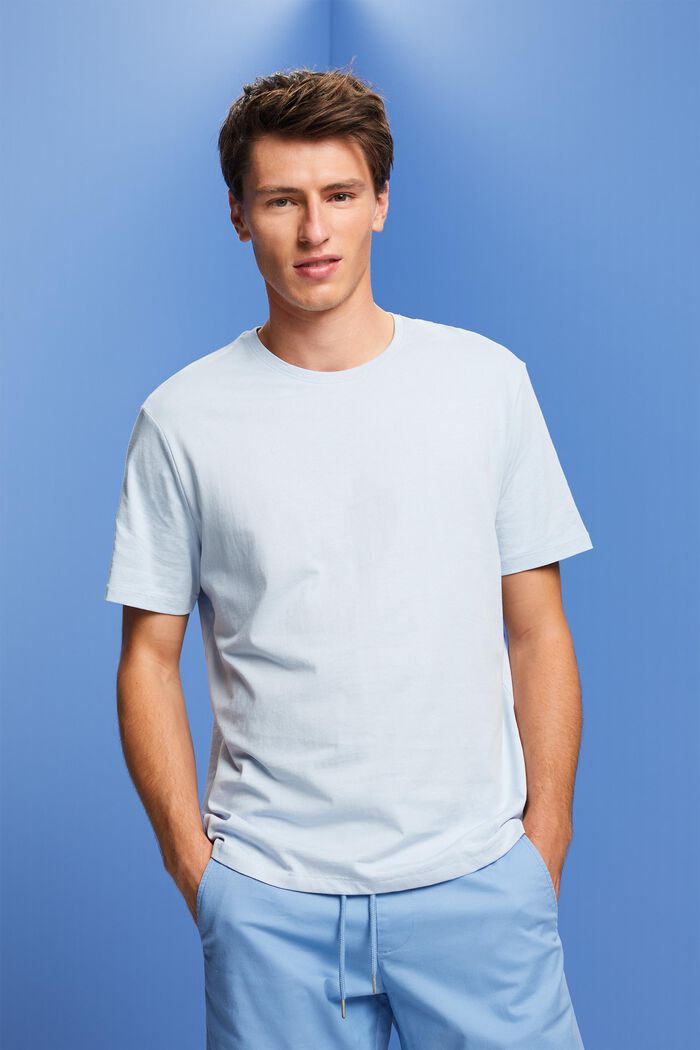 Jersey-t-paita 100 % puuvillaa, selässä painatus, PASTEL BLUE, detail image number 0