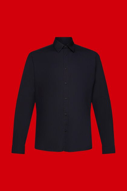 Puuvillainen slim fit -paita, BLACK, overview
