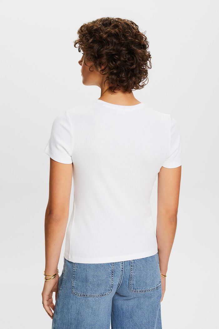 T-paita pyöreällä pääntiellä puuvillajerseytä, WHITE, detail image number 3