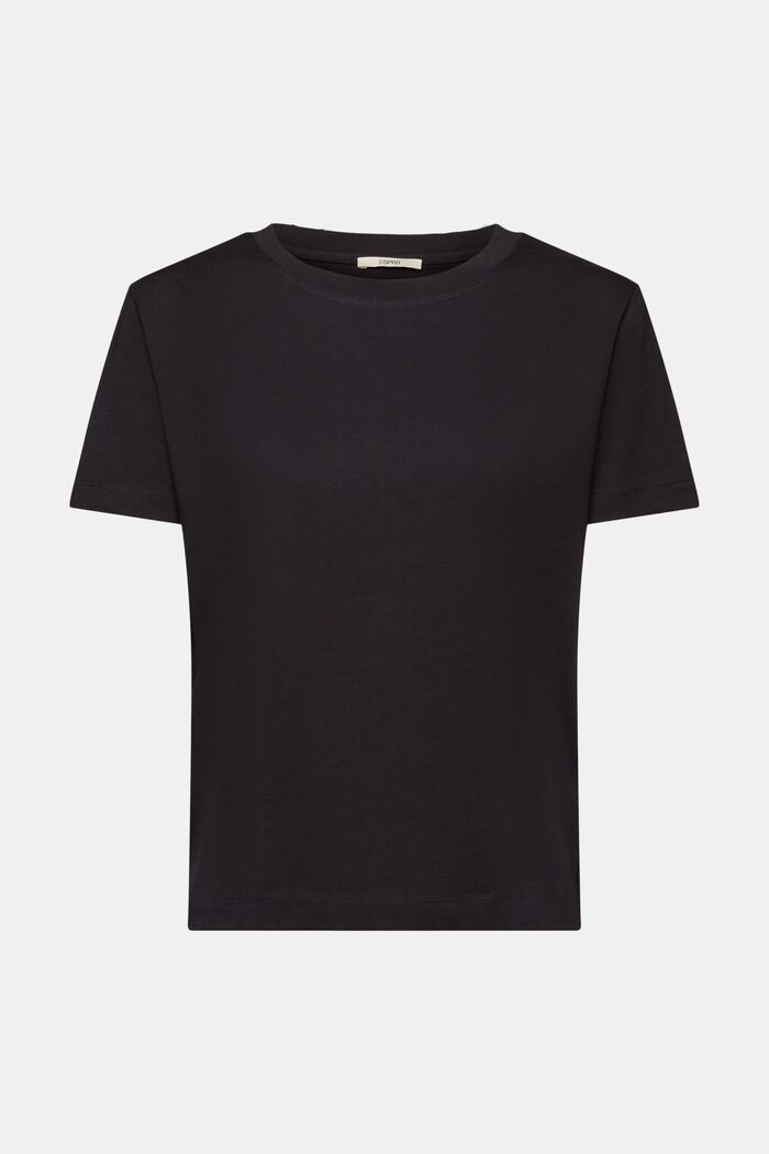 Puuvillainen t-paita pyöreällä pääntiellä, BLACK, detail image number 6