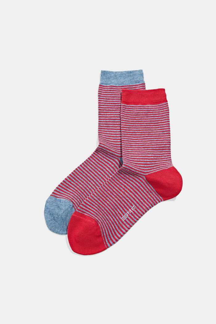 2 paria luomupuuvillasekoitteesta valmistettuja sukkia, BLUE/RED, detail image number 0