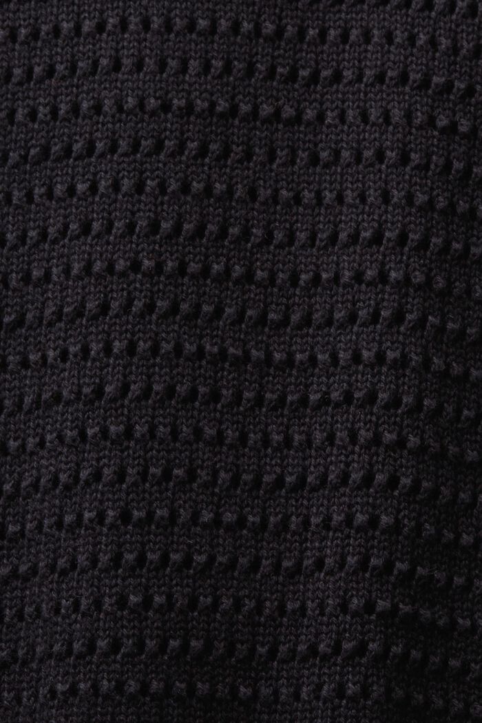 Verkkokankainen, lyhythihainen neulepusero, BLACK, detail image number 5