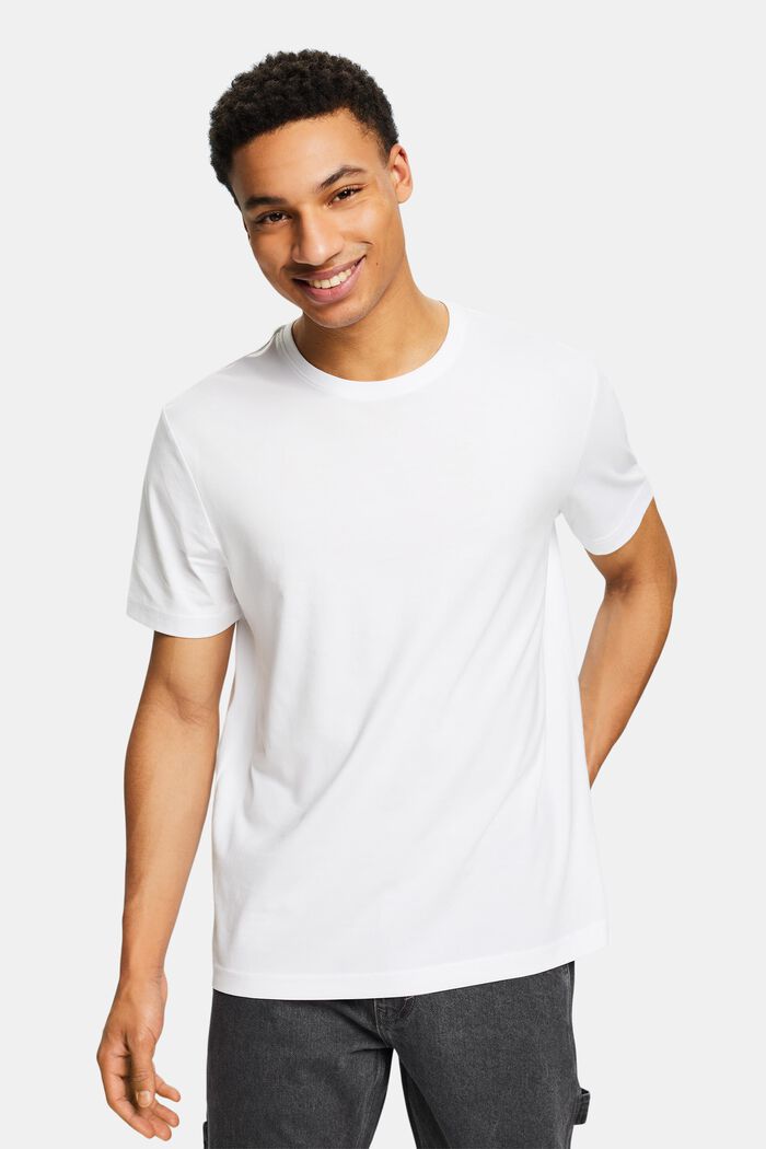 Pima-puuvillasta valmistettu jersey-T-paita, jossa pyöreä pääntie, WHITE, detail image number 0
