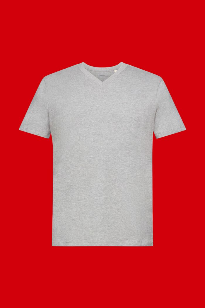 Slim fit -mallinen jersey-T-paita, jossa V-pääntie, MEDIUM GREY, detail image number 6