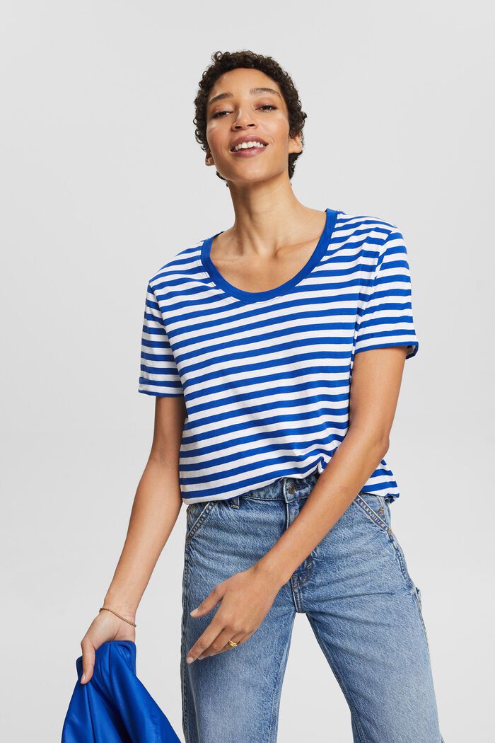 Pyöreäpäänteinen slub-T-paita, BRIGHT BLUE, detail image number 0