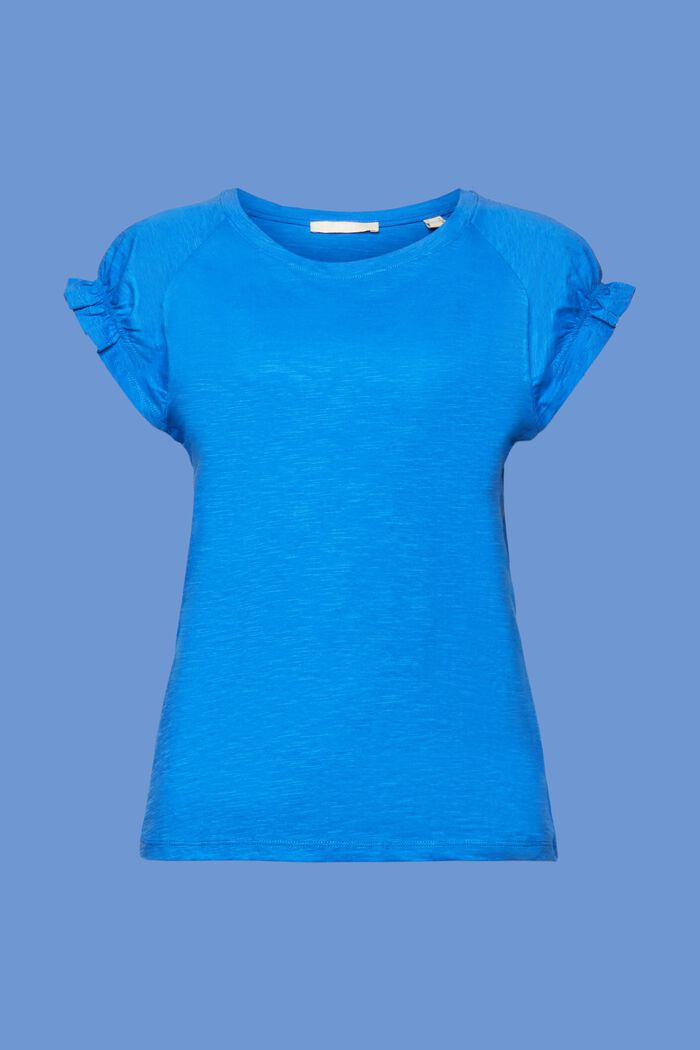 T-paita röyhelöhihoilla, 100 % puuvillaa, BRIGHT BLUE, detail image number 5