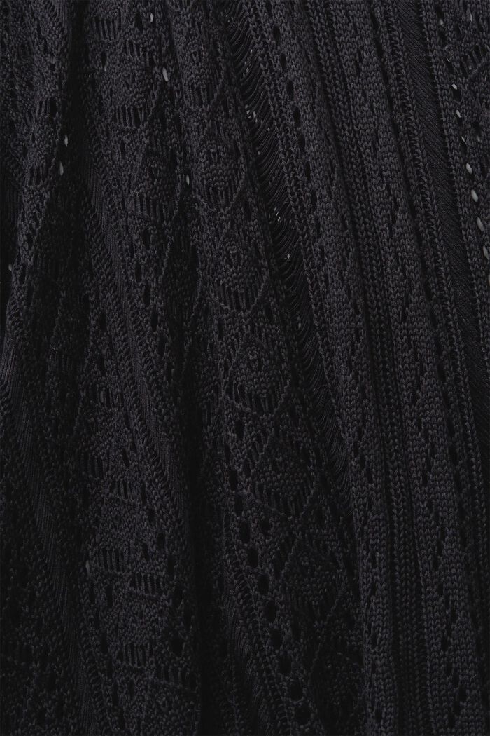 Virkattu, sivulta solmittava poncho, BLACK, detail image number 3