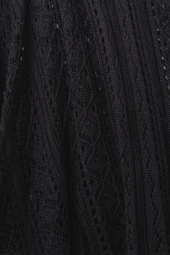 Virkattu, sivulta solmittava poncho, BLACK, detail image number 3