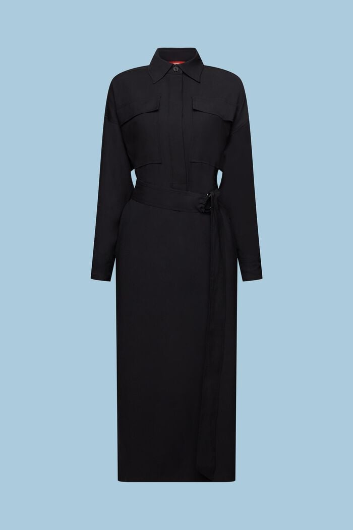 Oversized-mallinen midi-paitamekko, BLACK, detail image number 5