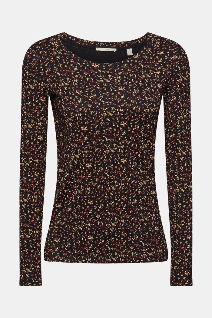 Kukkakuvioinen pitkähihainen paita, BLACK, detail image number 6