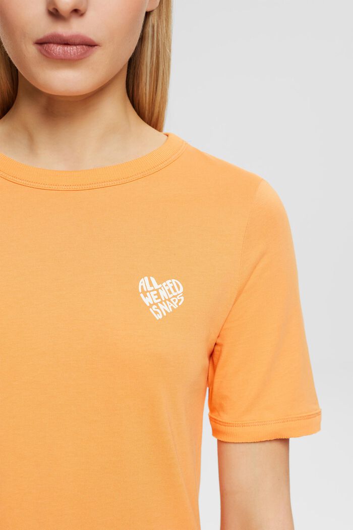 Puuvillainen T-paita, jossa sydämenmuotoinen logo, GOLDEN ORANGE, detail image number 2