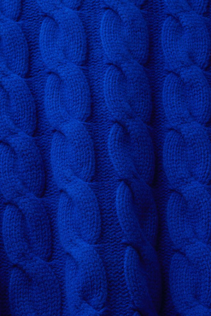 Palmikkoneulepusero villaa, DARK BLUE, detail image number 5