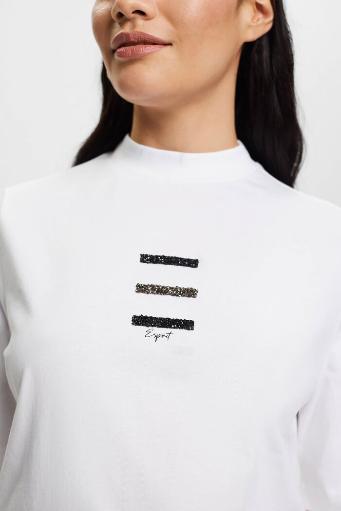 T-paita säihkyvällä kiviapplikoinnilla, WHITE, detail image number 2