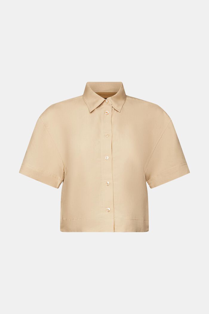 Vajaapituinen paitapusero pellavasekoitetta, SAND, detail image number 6