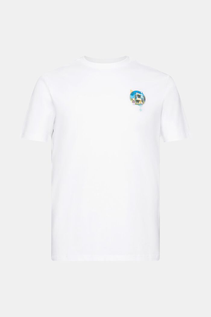 Puuvillainen slim fit -t-paita, pieni printti, WHITE, detail image number 6